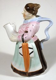 RARE VINTAGE PORCELAIN 'SECRET' BANK IN THE FORM OF A FAUX FIGURAL TEAPOT, BORGFELDT, EARLY 20TH CENTUIRY