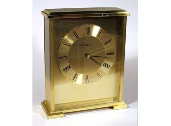 VINTAGE BRASS SHELF CLOCK BY HOWARD MILLER