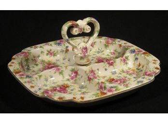 VINTAGE CHINTZ PATTERN HANDLED SERVER BY MORIYAMA MORI-MACHI, JAPAN, 1920s - 1930s