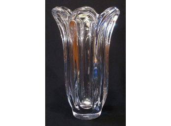 LARGE VINTAGE FLORIFORM CRYSTAL BASE BY COFRAC, FRANCE, CIRCA 1950s