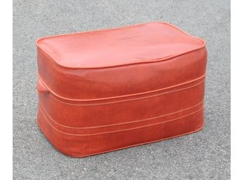 VINTAGE MID-CENTURY MODERN OTTOMAN OR HASSOCK IN ORANGE VINYL