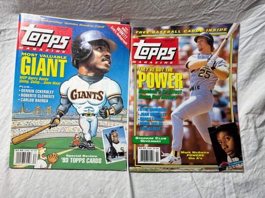 1992 Topps Magazine  Mark McGwire Cover And 1993 Topps Barry Bonds Cover