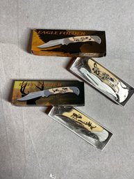 2 Pocket Knives- 1 Eagle Folder & 1 Deer Folder