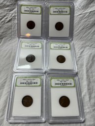 INB Slabbed Early Lincoln Pennies 1920-1929-6 Total