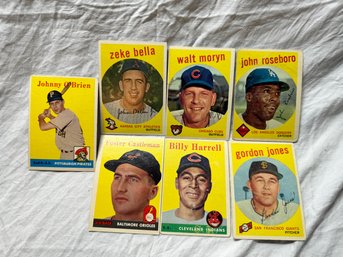 Seven 1959 Topps Vintage Baseball Cards