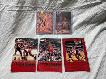 3 Michael Jordan Cards Plus One Dennis Rodman Cards