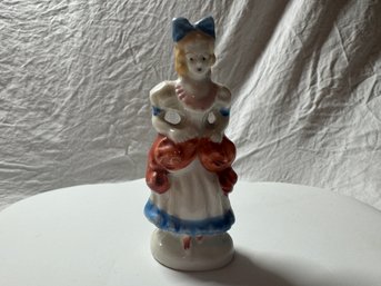 Small Lady With Blue Bow Made In Occupied Japan Figurine