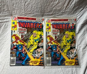 Two Marvel Comic Books The Invaders Dec 35