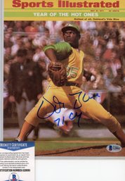 Vida Blue Autographed  Sports Illustrated Cover 8x 10 Signed Photo W/ Beckett Auth.
