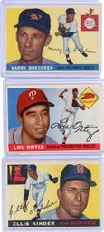 1955 Tipps Ellis Kinder #115, 1955 Topps Lou Ortiz #114, 1955 Topps Harry Brecheen #113