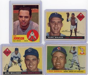 1955 Topps Bob Milliken #111, 1955 Topps Rube Walker #108, 1955 Topps Gus Zernial, 1963 Topps Bob Johnson #504