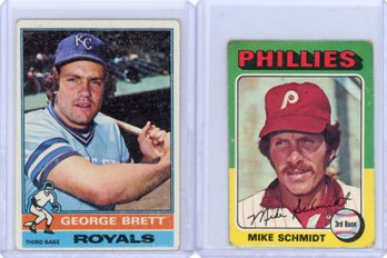 1976 Topps George Brett #19, 1975 Topps Mike Schmidt #70