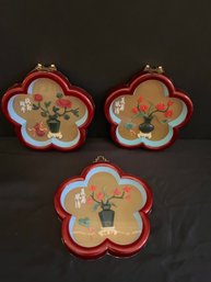 Set Of Three Jade Wall Plaques- Made In Taiwan