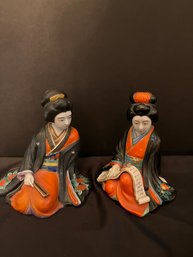 Lot Of 2 Vintage Seated  Geisha Figurines