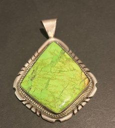 Green Turquoise And Sterling Silver Pendant