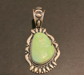 Sterling Silver And Green Turquoise Pendant