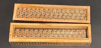 Khatam Pencil Box Wood Inlay Horses Hand Made Persian Moorish Mid East Jewelry