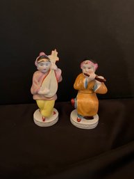 Porcelain Figurines Of Musicians- Made In Occupied Japan