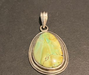 Green Turquoise Sterling Silver Pendant