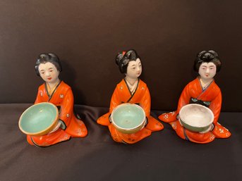 Three Vintage Porcelain Japanese Geishas