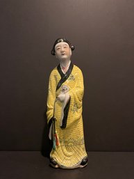 Antique Chinoiserie Hand Painted Porcelain Figure - Chinese Export