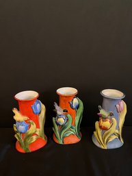 Set Of Three Japanese Lusterware Vases