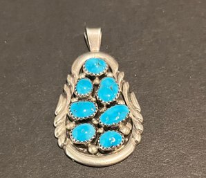 Navajo Turquoise And Sterling Pendant