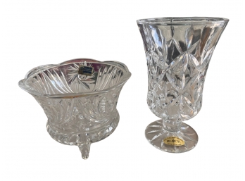 Lead Crystal Vase & Bowl