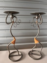 Pair Of Metal Candle Holders