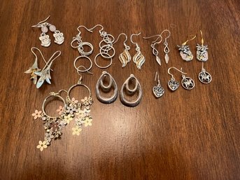 Lot Of 10 Sterling Silver Earring