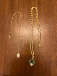 Pair Of Necklaces With Gold Chains