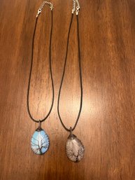Pair Of Teardrop Tree Of Lot Necklaces