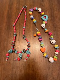 Pair Of Skull Beaded Necklaces
