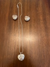 Sterling Silver Necklace And Earring Set