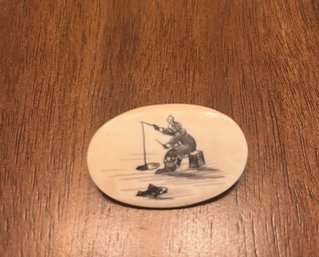 Vintage Inuit Nuguruk Scrimshaw Pin