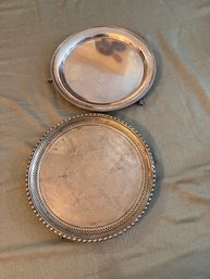 Lot Of 2 Silver Plate Clawed Foot Trays
