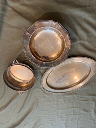Lot Of 3 Silver Plate Platters