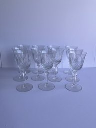 Set Of 11 Tiffin Crystal Champagne Glasses