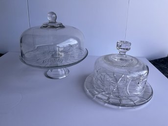 Lot Of 2 Crystal Cake Dishes