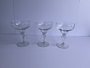 Set Of 3 Crystal Margarita Glasses