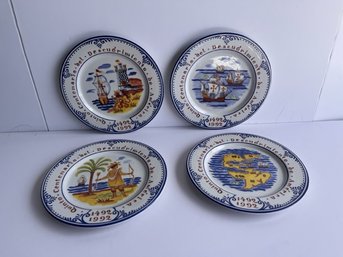 Set Of 4 Columbus Commemorative Plate Tiffany And Co 1492-1992