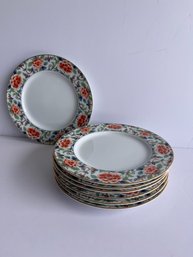 Set Of 7 Takahashi Porcelain Floral Design Small Plates