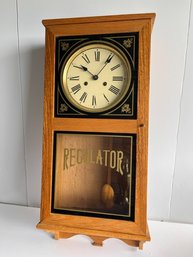 Vintage Wooden Emperor Wall Clock Regulator Chime Display