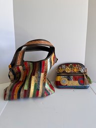Leather  Multicolored Tote Bag