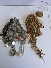 Lot Of Gold & Silver Costume Necklaces