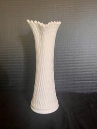 Westmoreland Milk Glass Diamond Pattern Swung Style Vase