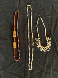 Lot Of Three Beautifully Unique Costume Necklaces