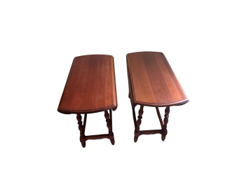 Pair Of Antique Wooden Drop Leaf Tables