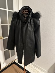 Croft & Barrow Leather Jacket With Fur Collar