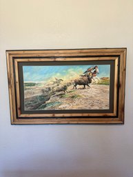 Native American Art Signed By Ed French-Oil On Canvas
